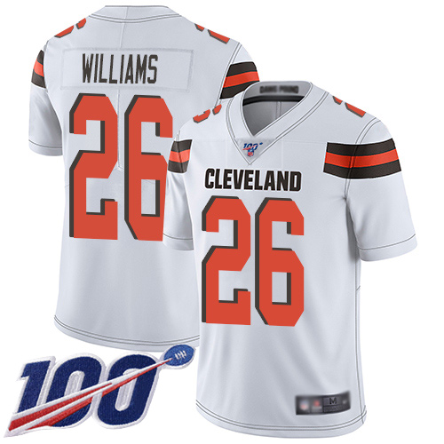 Cleveland Browns Greedy Williams Men White Limited Jersey #26 NFL Football Road 100th Season Vapor Untouchable->women nfl jersey->Women Jersey